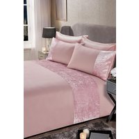 Crushed Velvet Panel Duvet Cover Pillow Case Set Light Single