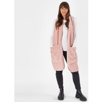 Long Teddy Fleece Scarf Pocket Wrap Plush Hand Warmer Pink
