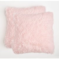 Set 2 Fluffy Shaggy Square Cushion Covers Light cm x 45 cm