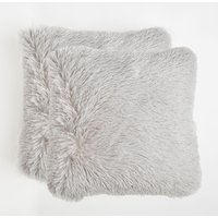 Set 2 Fluffy Shaggy Square Cushion Covers cm x 45 cm
