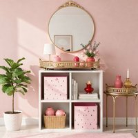 Pack 4 Crushed Velvet Folding Storage Box Cube Light