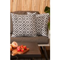 2 x Geometric Cushion Cover Water Resistant Outdoor Garden Mid cm x 45 cm