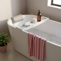 Bamboo Bath Tray Storage Bathtub Rack Caddy