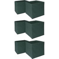 OHS Pack of 6 Plain Folding Storage Boxes in Dark Green