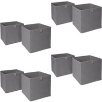 OHS Pack of 8 Plain Folding Storage Boxes in Charcoal