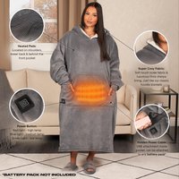 Heated Hoodie Blanket Extra Long Oversized Sherpa Throw USB Jumper