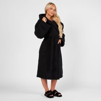 Teddy Fleece Long Dressing Gown Warm House Coat Hooded