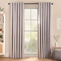 OHS Woven Texture Pair Of Eyelet Curtains in Grey | Size: 167 cm width x 183 cm drop