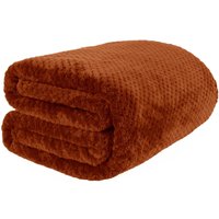 Luxury Large Waffle Honeycomb Mink Warm Throw Burnt cm x 240 cm