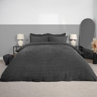Ribbed Duvet Cover Faux Fur Winter Warm Bedding Set Super King