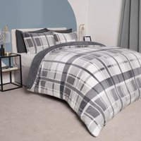 Teddy Fleece Duvet Cover Set Pillowcase Bedding Check Single