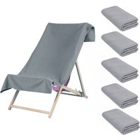 OHS 5 x Plain Microfiber Quick Dry Bath Beach Towel in Charcoal