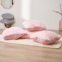 Set 2 Fluffy Shaggy Filled Cushion Cover Square Light cm x 45 cm