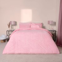 OHS Thermal Soft Teddy Fleece Duvet Cover Bedding Set in Baby Pink | Size: Double
