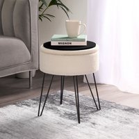 Boucle Fleece Foot Stool Storage Seat Chair