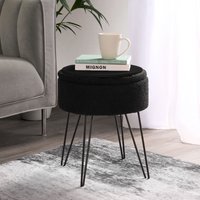 Boucle Fleece Foot Stool Storage Seat Chair