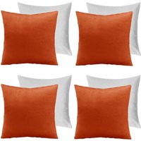 4 x Matte Velvet Filled Cushion Covers Soft Zip Burnt cm x 45 cm