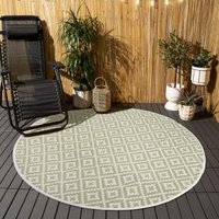 Outdoor Rug Garden Geometric Round Waterproof Area Mat cm x 150 cm