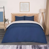 Plain Reversible Duvet Cover Pillowcase Set Single