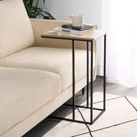 Wood Effect C Shaped Coffee Table Sofa Desk Light