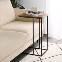 Wood Effect C Shaped Coffee Table Sofa Desk Dark