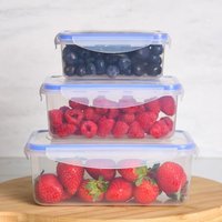 3 Pack Food Storage Square Plastic Airtight Tuppelware Lid