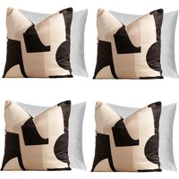 4 x Abstract Velvet Print Filled Cushion Covers cm x 45 cm