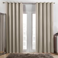 OHS Pair of Thermal Ready Made Eyelet Blackout Curtains in Stone | Size: 167 cm width x 137 cm drop