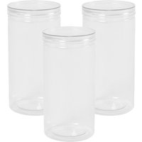 3 Pack Round Plastic Jar Food Storage Container Large Clear Lid