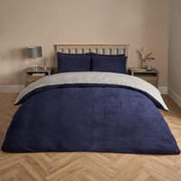 Reversible Teddy Duvet Cover Pillowcase Dark Double