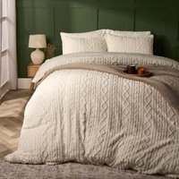 Cable Knit Fleece Duvet Cover Set Warm Reversible Bedding Single
