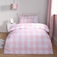 Gingham Duvet Cover Bedding Quilt Pillowcase Set Check Reversible Single