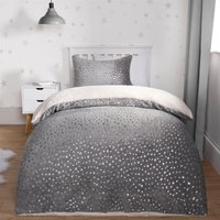 Star Fleece Duvet Cover Bedding Set Foil Pillowcase Quilt Charcoal Single