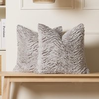 2 Pack Two Tone Faux Fur Soft Fleece Cushion Covers cm x 45 cm