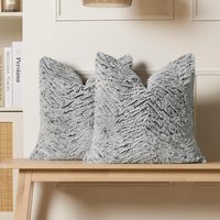 2 Pack Two Tone Faux Fur Soft Fleece Cushion Covers cm x 45 cm