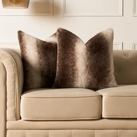 2 Pack Stripe Faux Fur Soft Fleece Cushion Covers 45 x 45cm cm x 45 cm