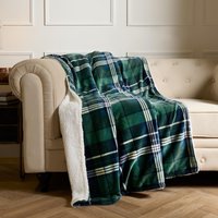 Flannel Check Sherpa Fleece Soft Warm Throw Dark cm x 160 cm