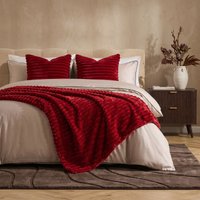 Faux Fur Ribbed Fleece Throw Over Bed Blanket Winter Warm Supersoft