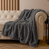 Waffle Throw Over Bed Blanket Faux Fur Soft Warm Fleece 125 x 150cm x 150 cm