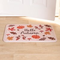House Door Kitchen Floor Rug Cosy Autumn Mat Leaves Boots 40 x 60cm Burnt