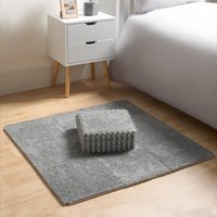 OHS 9 x Teddy Fleece Interlocking Foam Floor Tiles Yoga Kids Mat Carpet in Grey | Size: Medium