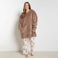 Oversized Plush Sherpa Fleece Hoodie Blanket Light