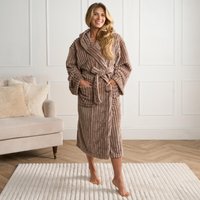 Ribbed Fleece Dressing Gown Loungewear Bathrobe