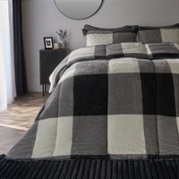 Check Coverless Duvet Pillowcase Bedding Set Teddy Fleece Gingham Quilt 10.5 TOG Double