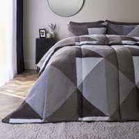 Geometric Teddy Fleece Coverless Duvet Quilt Geo Bedding Set 10.5 TOG Pillowcase Double