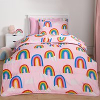 Coverless Duvet Pillowcase Rainbow 10.5 Tog Bedding Set Travel Soft Quilt Single