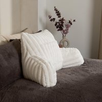 Faux Fur Ribbed Reading Pillow Super Soft Heatable Cuddle Cushion