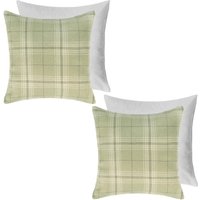 2 Pack Woven Check Filled Cushions Printed Soft cm x 45 cm