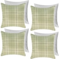 4 Pack Woven Check Filled Cushions Printed Soft cm x 45 cm