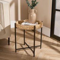 Rattan Top Tray Table Living Room Modern Home Decor Bedroom Nightstand Furniture